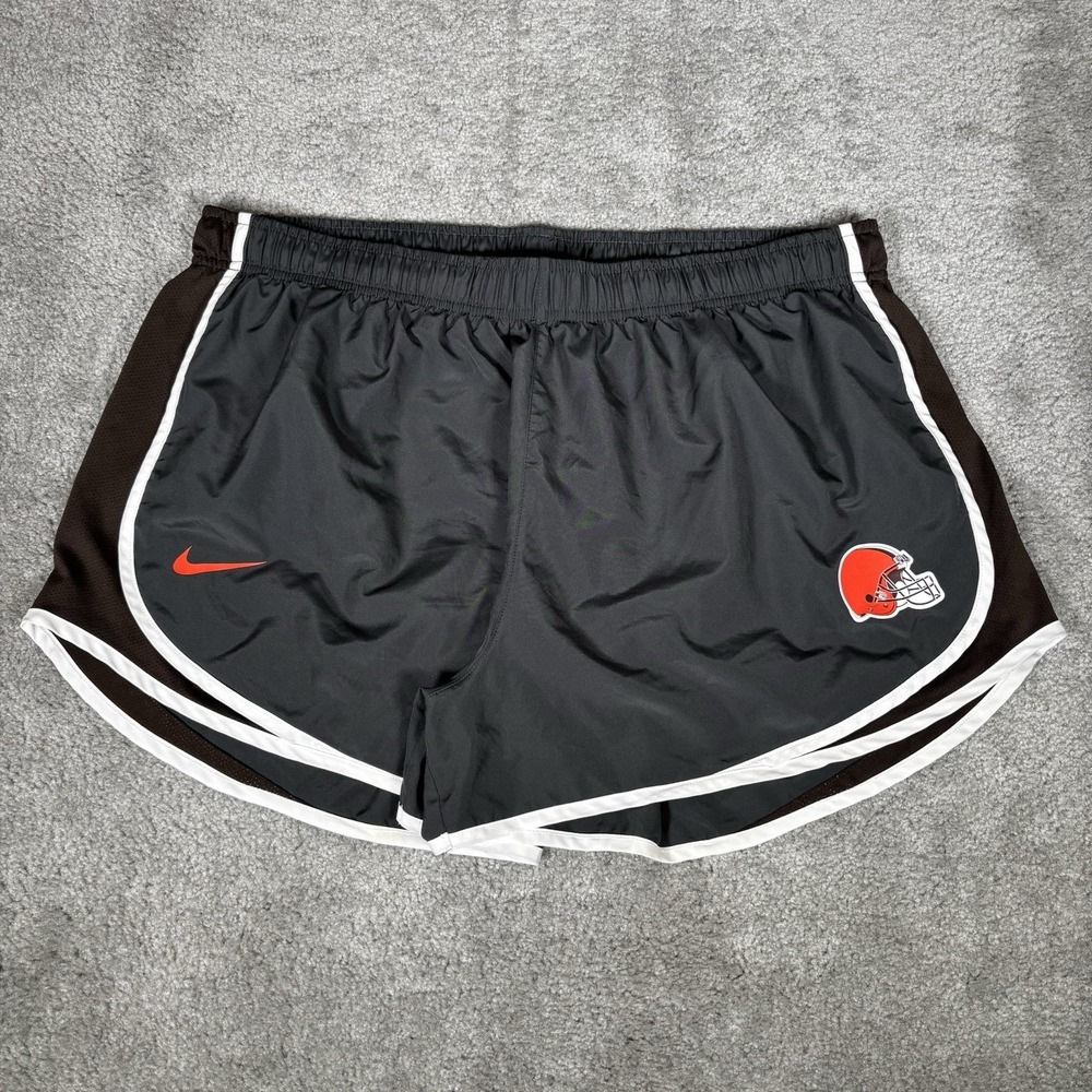 Nike Cleveland Browns Shorts Womens 2XL Gray Dri Fit Logo Running Athletic Gym